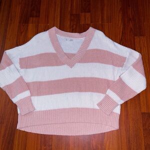 American Eagle Women’s V Neck Striped Sweater Size Medium